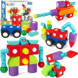 Hodurgyi 35 PCS Magnetic Foam Blocks for Kids, Large Magnetic Building Blocks for Toddlers 3+, Kids Bath Toys and Preschool STEM Educational Toys, Birthday for Boys & Girls 3 4 5 6+ Years Old