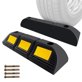 Parking Stopper for Garage Floor, Heavy Duty Rubber Car Wheel Curb Stoppers Bumpers Block for Your Vehicle, Parking Aid Gadgets Tire Stops for Home Garage Wall, Parking Lot & Driveway 2 Pcs