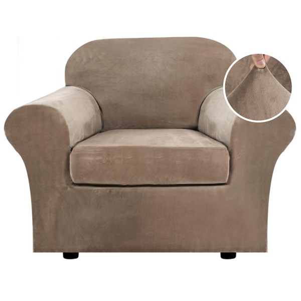 H.VERSAILTEX Rich Velvet Stretch 2 Piece Chair Cover Chair Slipcover