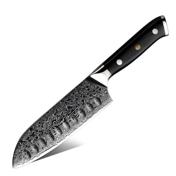 Damaso Santoku Knife (12.7 cm), Small Black Pearl Santoku Knife Damask Made of 67 Layers Damascus Steel, Razor Sharp Damask Kitchen Knife