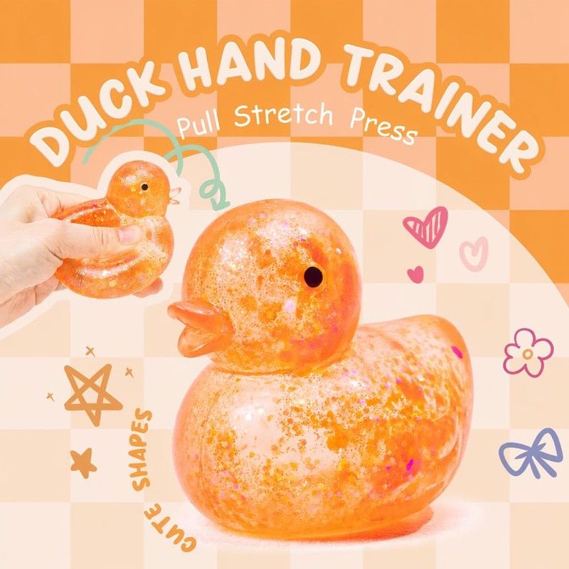 4Pack Duck Squishy Stress Balls for Adults, Cute Colorful Animals