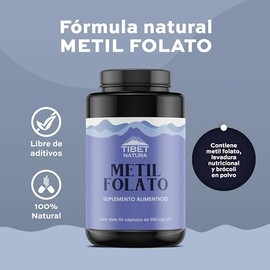 Metil Folato 400 mcg - Methyl Folate de Alta Absorción con Levadura Nutricional y Brócoli en Polvo - 60 Cápsulas - Suplemento Sin Azúcar - Suministro 60 Días - Apoya Energía, Estado de Ánimo y Función Celular