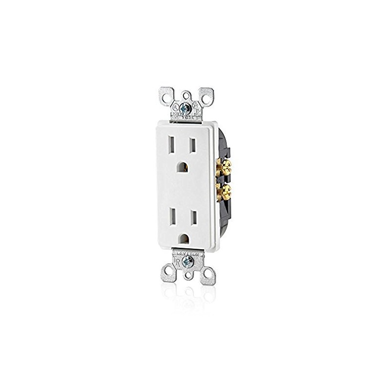 Leviton 15 Amp Decora Tamper-Resistant Duplex Electrical Wall Outlet, T5325-W,