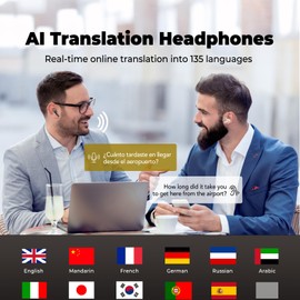 MINISO X39 AI Translation Earbuds Real Time, Language Translator Earbuds with 135 Languages & Accents with APP, Bluetooth 5.4 Open-Ear Headphones 40Hrs Playtime for Travel & Business, Pink