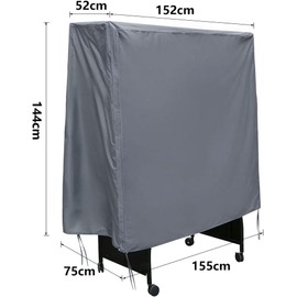 Table Tennis Table Cover, Waterproof, Windproof, Anti-UV, Heavy Duty Rip Proof 600D Oxford Fabric Ping Pong Table Cover, Indoor/Outdoor (155×75×152cm)