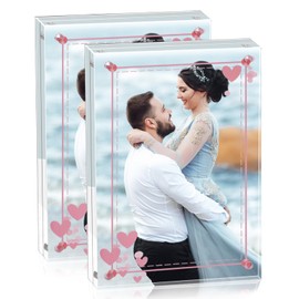 Folgtek 2-pack Arcylic Photo Stand Frame Magnetic Picture Frame Displayer Transparent Price List Post Stand Holder for Home and Business Use，4x6 Inches 1+1cm Thick