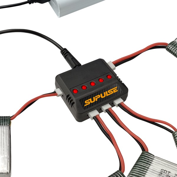 SUPUlSE Cargador de batería Lipo DC 3.7V 1S 1 celda RC cargador micro 5 puertos cargador compacto con indicador LED mini tamaño cargador Lipo cargador USB Lipo