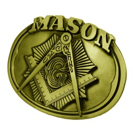 Morase Masonic Monogram Symbol Design Cowboy Belt Buckles, Masonic Monogram Golden, middle
