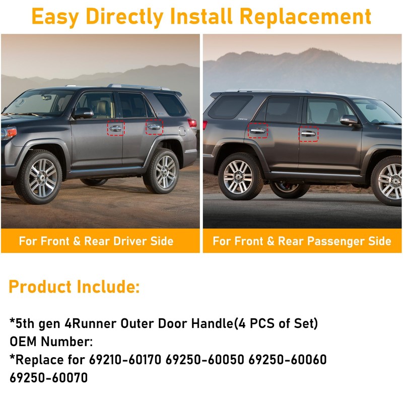 APESER Compatible with 2010-2020 Toyota 4Runner Door Handle,Front Rear Left