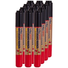 Artline EK525TT 2-in-1 Whiteboard Marker - Black/ Red (Pack of 12)