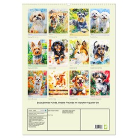 Bezaubernde Hunde. Unsere Freunde im lieblichen Aquarell-Stil (Wandkalender 2026 DIN A2 hoch), CALVENDO Monatskalender: Liebliche Hundebilder in sanften Aquarelltönen (CALVENDO Tiere)