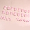 French Tip Press On Nails Short Fake Nails Square Glossy