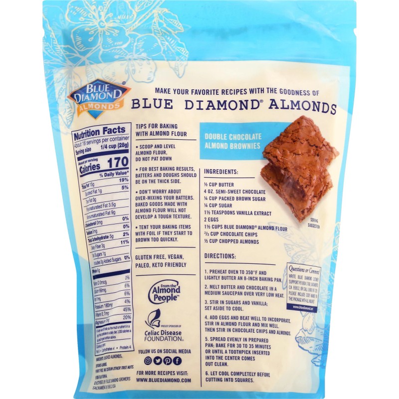 Blue Diamond Almond Flour 16 oz (Pack of 4)