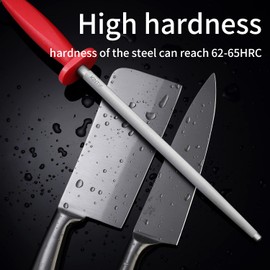 KINTIF 10 inch Honing Steel Honing Rod, Kitchen Knife Sharpener, High Carbon Steel, Fine Lines, High hardness,Helps Repair Restore Polish Blades Sharpening Steel