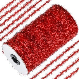 Syhood 210 Feet Christmas Tinsel Garland Thin Glitter Tinsel Metallic Holiday Tinsel Garland Twist Tinsel Garland Decoration for Christmas Tree Birthday Party Wedding Decorations Supplies (Red)