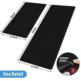 StepLively Kitchen Mat, 2 PCS Kitchen Rugs, Cushioned Kitchen Mats for Floor, Anti Fatigue Kitchen Rug Set, Non-Skid Standing Mat for Kitchen, Office, Sink, 17.3"x30"+17.3"x47", Black