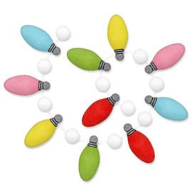Whaline Christmas Felt Garland Colorful 3D Light Bulb Pom Ball Banner Xmas Decorative Rainbow Bulb Hanging Bunting Garland for Xmas Tree Holiday Home Fireplace Window Wall Decor