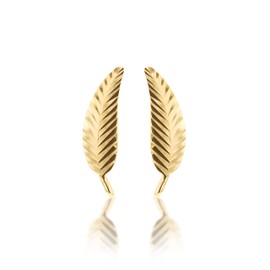 Carissima Gold Women's 9ct Yellow Gold Diamond Cut Leaf Stud Earrings