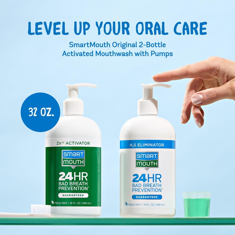 SmartMouth Original 2-Bottle Zinc Activated Mouthwash with Pumps - Instant