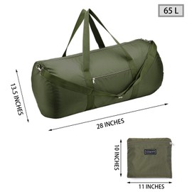 Vorspack - Bolsa de deporte plegable y ligera de 71,1 cm, con bolsillo interior, para deportes de viaje, color verde