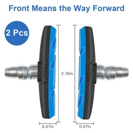Ruayia Brake Shoes for V-Brake, 1 Pair of Bicycle Brake Shoes 70 mm, High Braking Performance Brake Shoes for Side Pull Brake, V-Brake, 2-Piece Brake Pads Brake Shoe Set with Bolts - Black and Blue