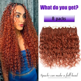 Goddess Box Braids Crochet Hair 14 inch Pure Protein Fiber Close to Human Hair 8 packs Boho Crochet Braids for Black Women Pre looped Bohemian Box Braid with Curly Ends Hair Extensions(14 inch, #350)