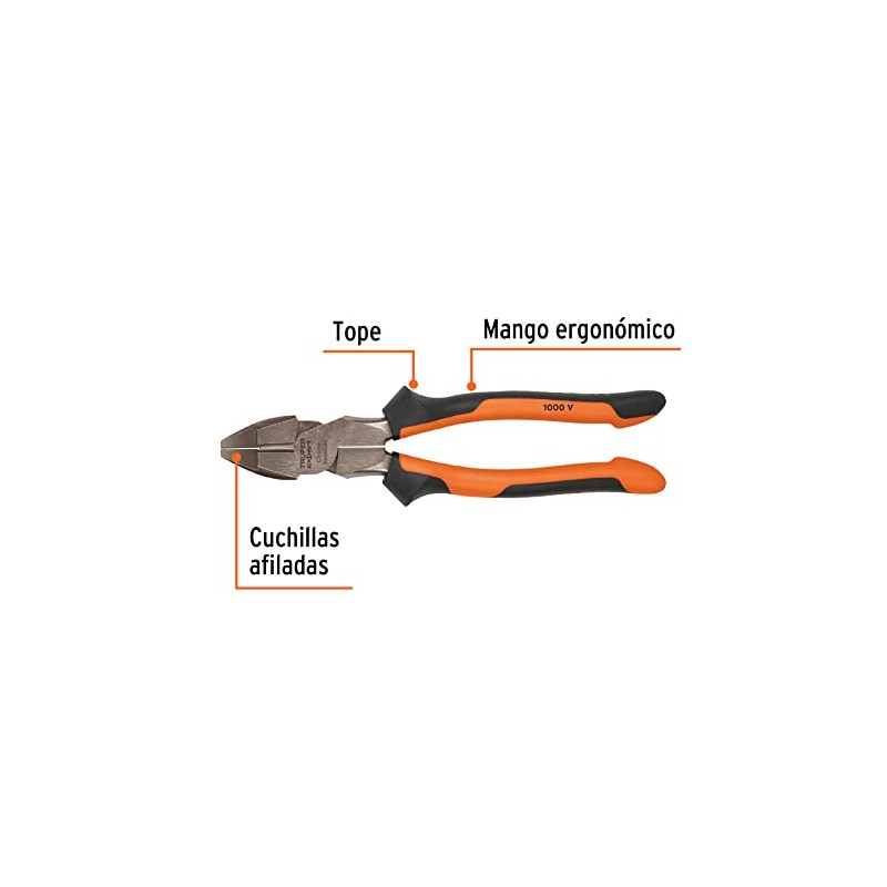 Truper Expert T211-9X, Pinza para electricista 9 alta palanca mango
