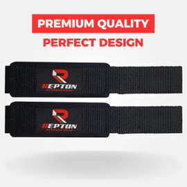 Repton Weight Lifting Straps,Powerlifting Deadlifting, Anti Slip 60CM Hand Bar Grip, 5MM Neoprene Wrist Support, Heavy Duty Bodybuilding Workout, Training Gym Fitness, Men Women (Red Gel Grip)