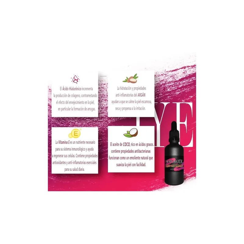 Serum Jye Argan, Coco, Vitamina E Ácido Hialurónico Hyaluronic Acid