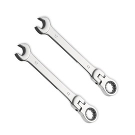 Leliafleury 2pcs 12mm Ratchet Spanner Flex-Head, Combination Wrench, Polished CR-V Chrome Vanadium Steel Metric Spanner, 72-Tooth, Box and Open End Ring Ratcheting Spanner Tool for Home Bicycle