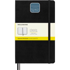 Moleskine - Classic Expanded Squared Paper Notebook - Hard Cover and Elastic Closure Journal - Color Black - Size Large 13 x 21 A5 - 400 Pages