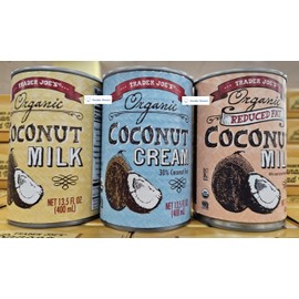 Trader Joe's Organic Coconut Milk & Cream 13.5fl oz 400ml (Three Cans)