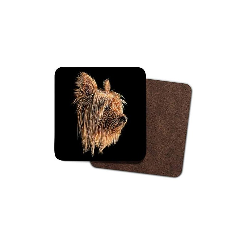 Fractal Artworks Silky Terrier Coaster with Fractal Art Design #1-3.