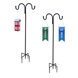 LaLaGreen Shepherd Hook (63 Inch, 2 Pack) Black Hooks for Hanging Planter Basket, Heavy Duty Garden Feeder Pole for Hanging Bird Feeder, Outdoor Plant Hanger Hook, Outdoor Plant Baskets