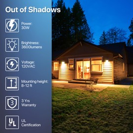 HYPERLITE LED Wall Pack 30W: 2Pack 3600lm 3000K Security Lights - Outdoor LED Wall Lights with Dusk to Dawn Photocell for House and Deck UL Listed