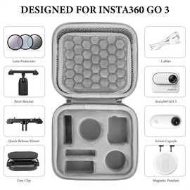 TOCCOOL Carrying Case for Insta360 GO 3S, GO 3 Accessories, Storage Bag for GO3 Vlogging Action Camera Accessories Protective Case Hard Shell Cover (Gray), gray, Classic