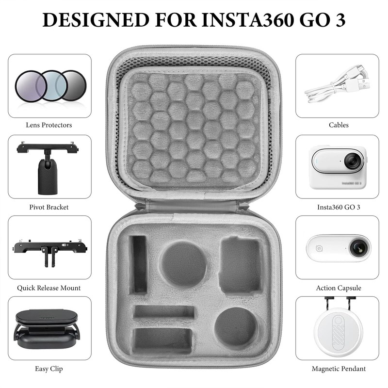 TOCCOOL Carrying Case for Insta360 GO 3S, GO 3 Accessories,