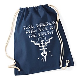 Hippowarehouse True Friends Stab You In The Front Song Lyrics Drawstring Cotton School Gym Bag 37cm x 46cm, 12 litres