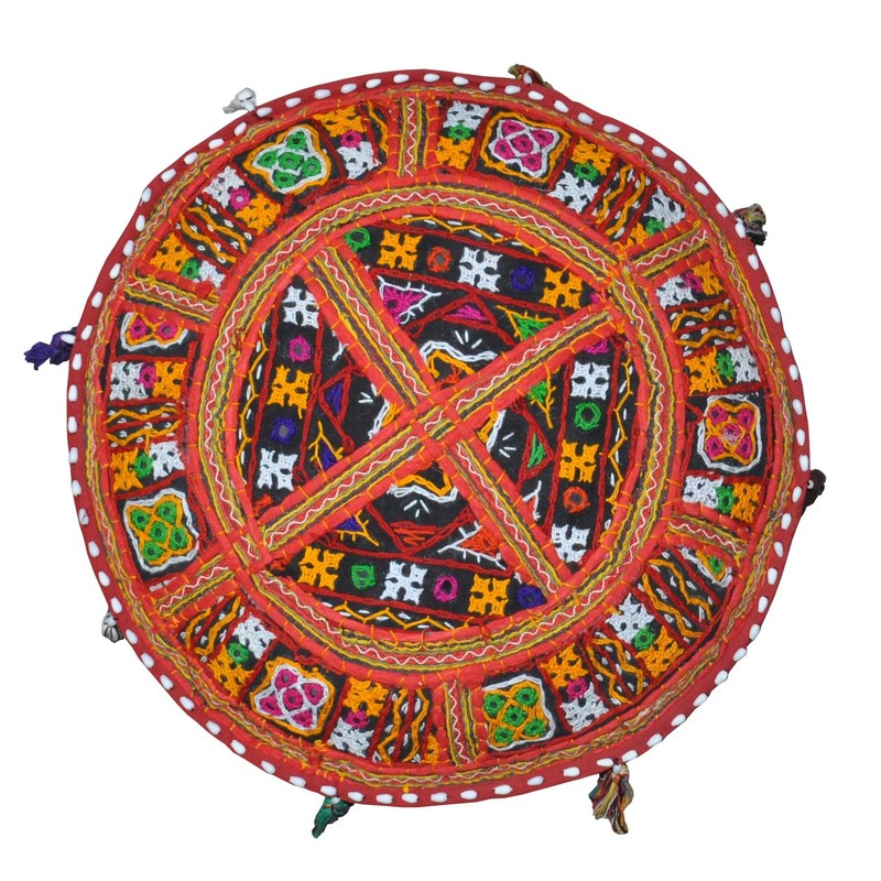 Rajasthali Traditional Indian Home Decorative Ottoman Handmade and Patchwork Stool