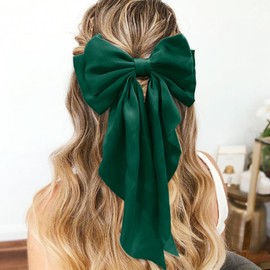 Big Bow Hair Clips Green Hair Bow Bow Hair for Women Long Ribbon Hair Pins Accessories for Party Hair Accessories Soft Hairpin for Women Girls,Barrettes Hair,Accessories christmas gifts(Green)
