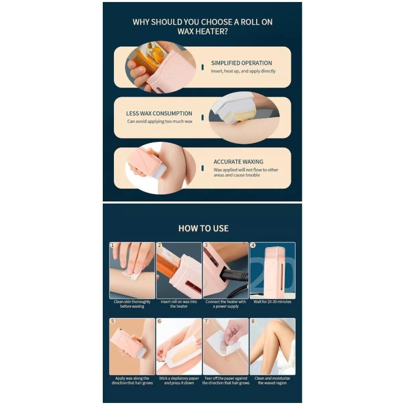 ForeverLily Máquina Fundidora De Cera Roll On Para Depilar Depilación