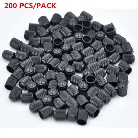 ANKIA 200pcs Black Plastic Tire Valve Stem Caps,Tyre Rim Wheel Valve Stem Dust Caps for Car Motorbike Motorcycle Trucks (200 PCS Stem Caps)