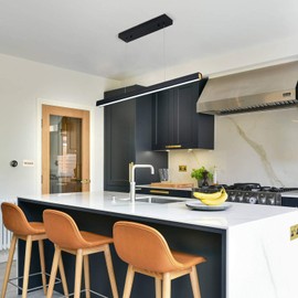 ROYAL PEARL 39.37" LED Linear Pendant Light Fixtures, 36W Dimmable Pool Table Light, Modern Island Lights for Kitchen Dining Room Living Room Office Bar, 1440lm, 6000k, Black