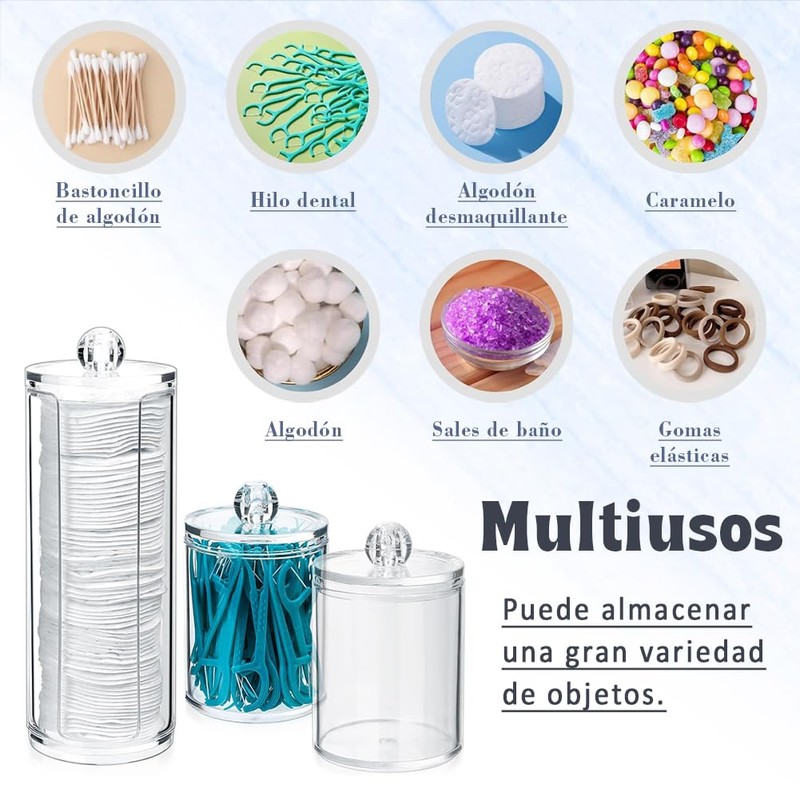 Paquete de 3 frascos de boticario con dispensador de hisopos