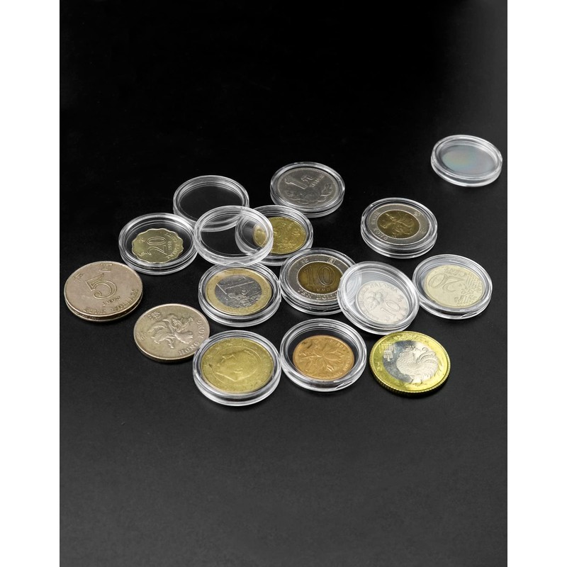 QWORK® 200PCS Coin Capsule Coin Holder - 25mm - Plastic