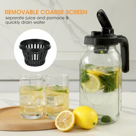 Aieve Mason Jar Lids, 2 Pack Wide Mouth Mason Jar Pour Spout Lid with Coarse Screen Ergonomic Handle Airtight Leak Proof