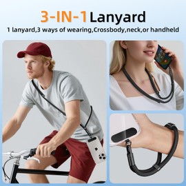 AOPNN 3 in 1 Adjustable Anti-lost Cell Phone Lanyard, Detachable Cell phone Strap for Women/Men, Crossbody/Neck/Wrist Strap (Purple)