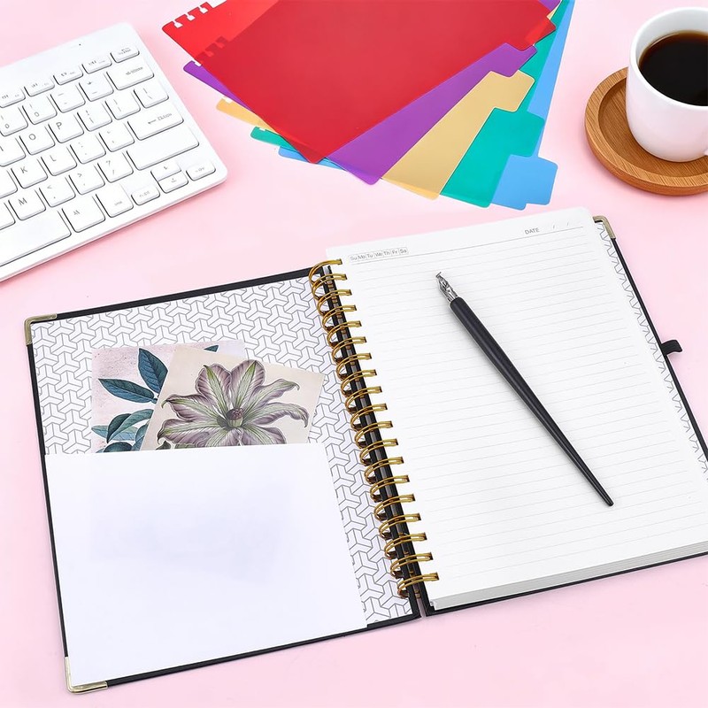 WADORN Hardcover Spiral Notebook Journal with Removable Dividers Tabs, 300Pages