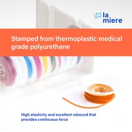 LA MIERE 1 Roll Orthodontic Rubber Chains, Braces Power Chains consisted force in closed, short, long 15'' spools (short, 0.136’’(3.3mm), Salmon)