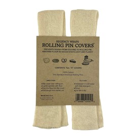 Regency Wraps Rolling Pin Cover for Non-Stick Dough Rolling, 100% Cotton Absorbs Excess Flour So Pastries Come out Light and Flakey, 15" Pack of 2